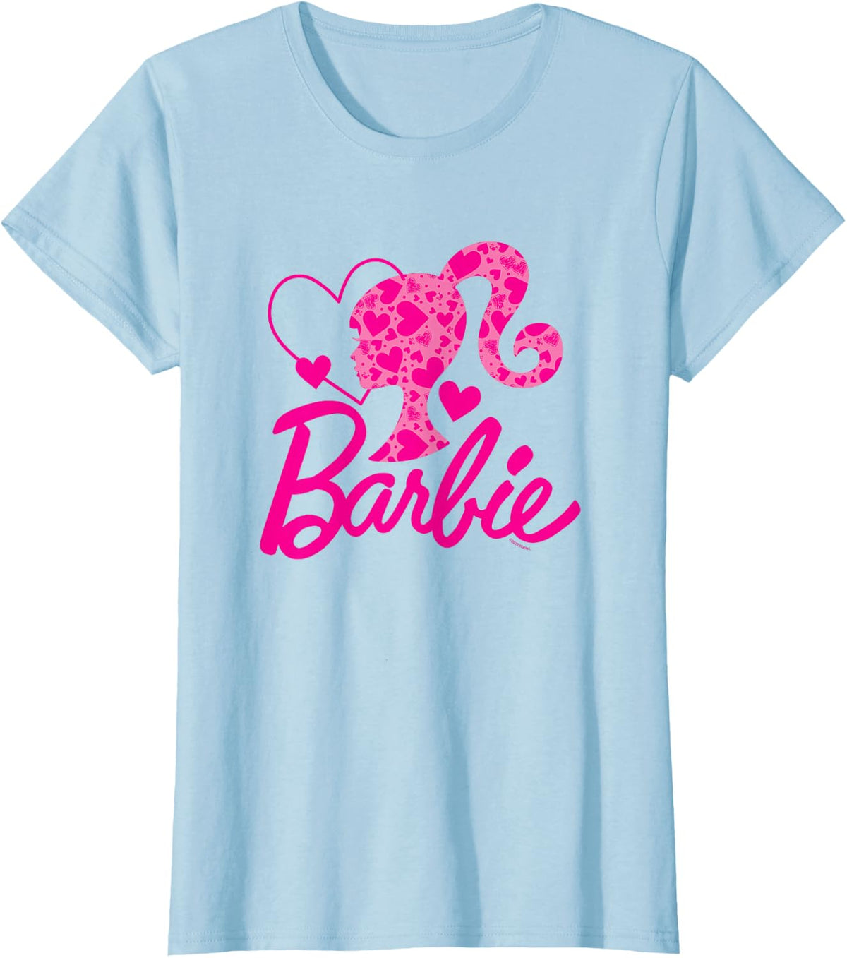 Barbie Black Heart Logo Crew Neck T-Shirt - Classic Fit, Short Sleeve, Cotton-Polyester Blend