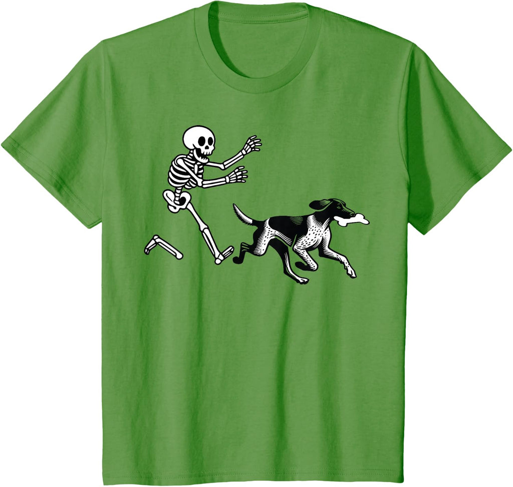 German Shorthaired Pointer Running Skeleton Halloween T-Shirt