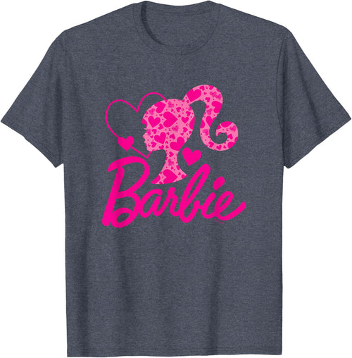 Barbie Black Heart Logo Crew Neck T-Shirt - Classic Fit, Short Sleeve, Cotton-Polyester Blend