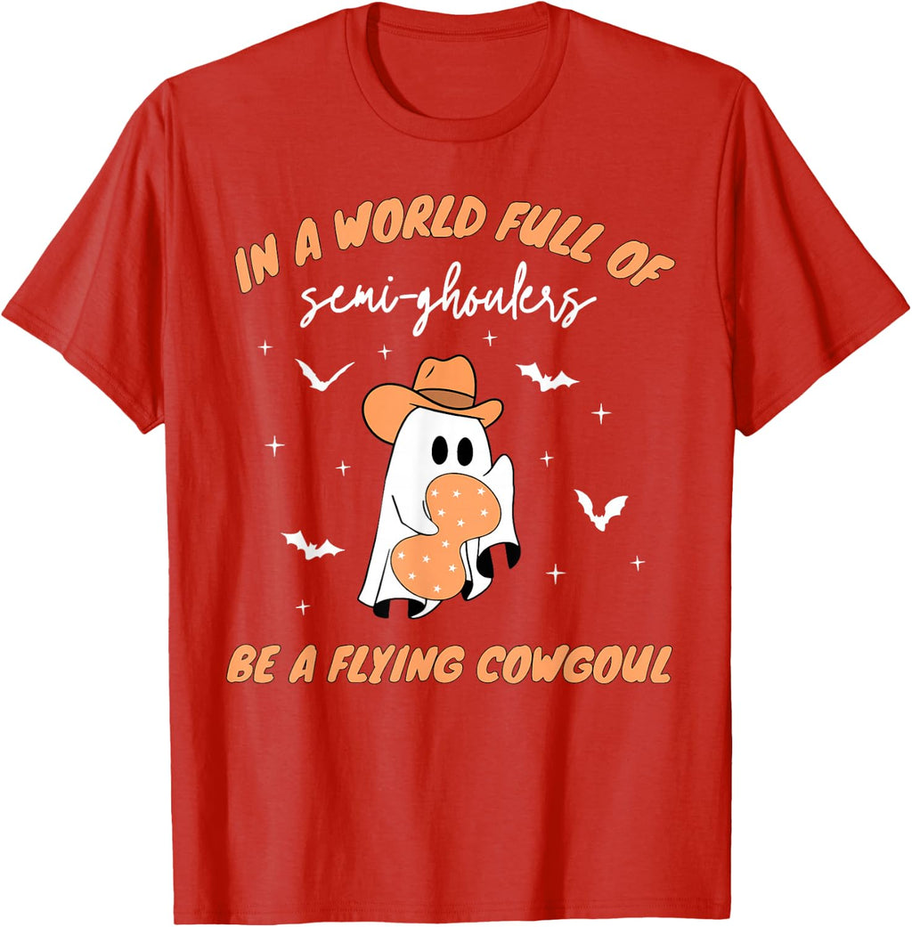 Labor and Delivery Nurse Halloween Ghost Flying Cowgirl Fall T-Shirt