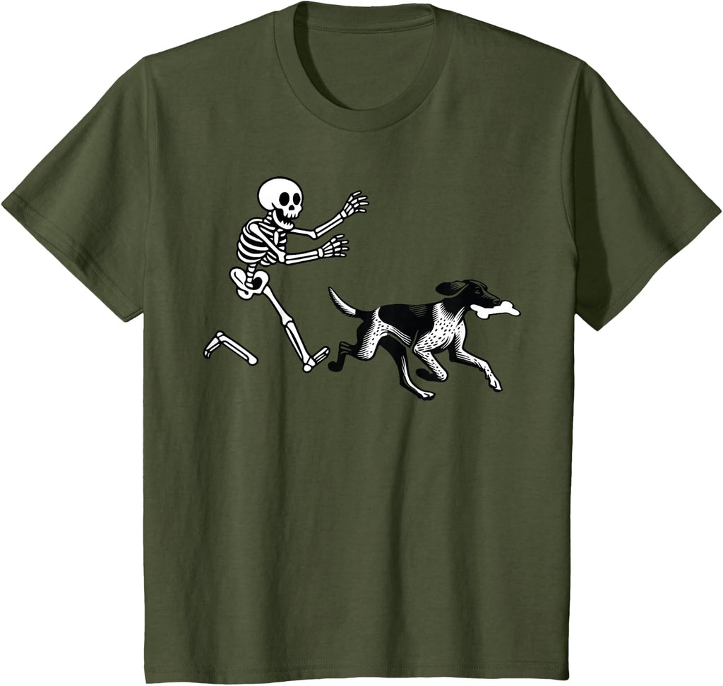 German Shorthaired Pointer Running Skeleton Halloween T-Shirt