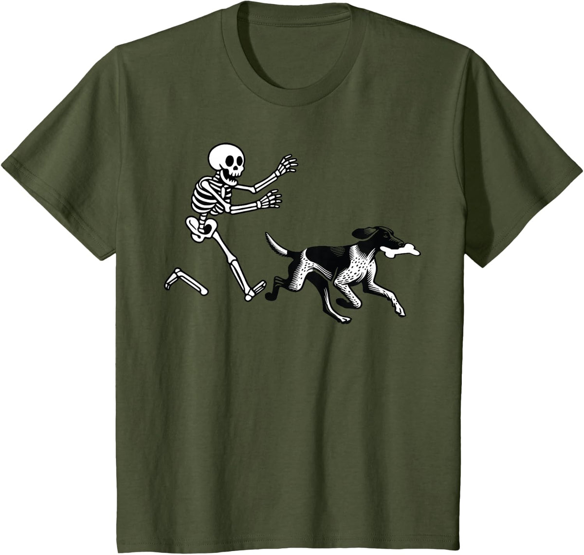 German Shorthaired Pointer Running Skeleton Halloween T-Shirt
