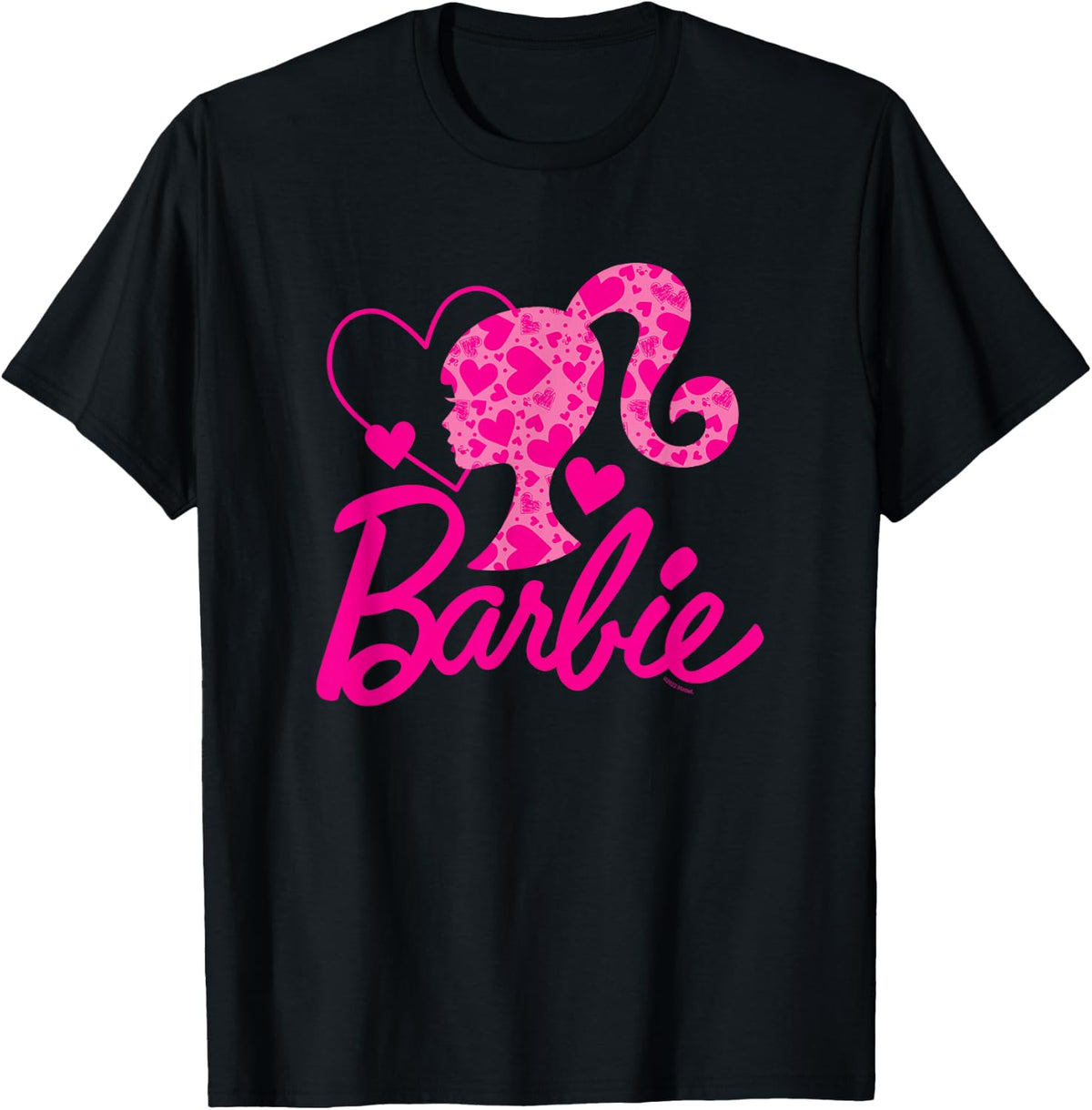 Barbie Black Heart Logo Crew Neck T-Shirt - Classic Fit, Short Sleeve, Cotton-Polyester Blend