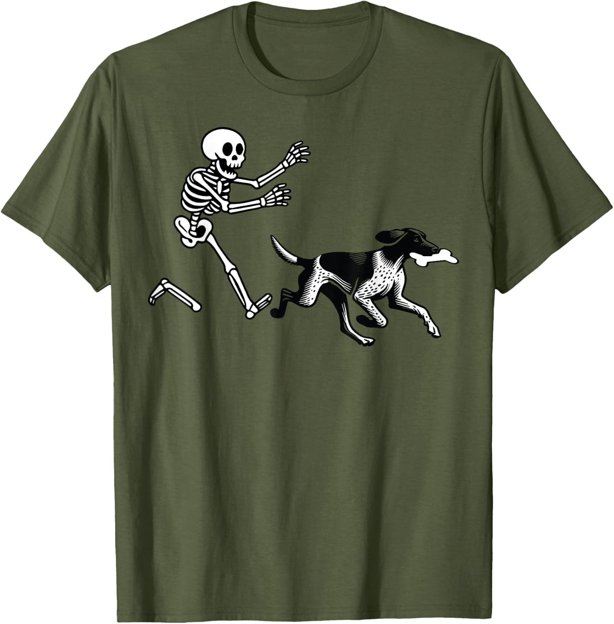 German Shorthaired Pointer Running Skeleton Halloween T-Shirt