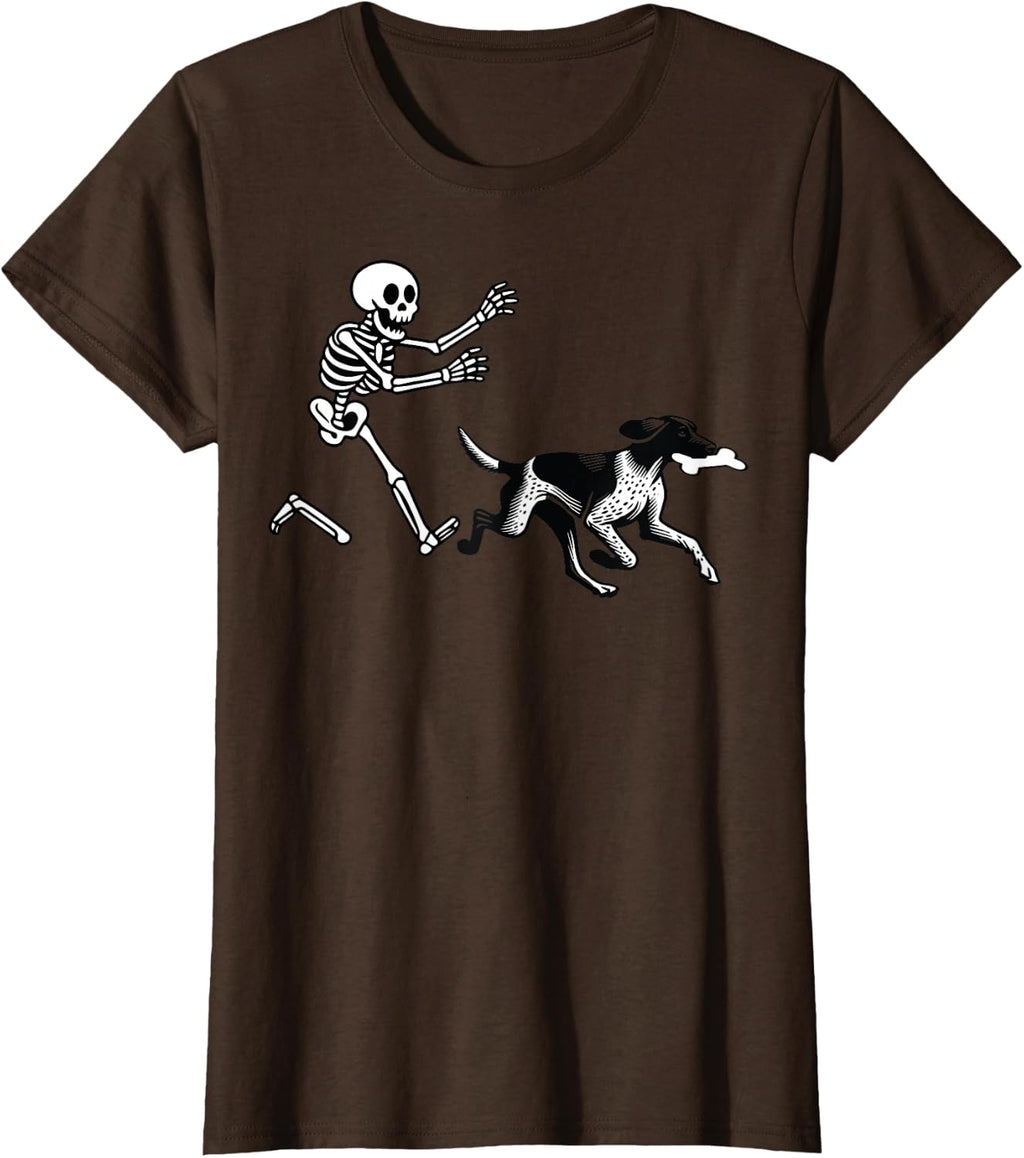 German Shorthaired Pointer Running Skeleton Halloween T-Shirt