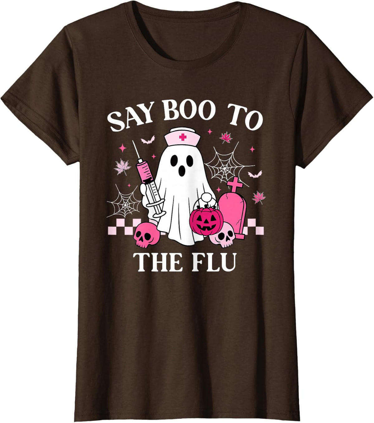 Say Boo to The Flu Funny Nurse Ghost Halloween Vaccine T-Shirt
