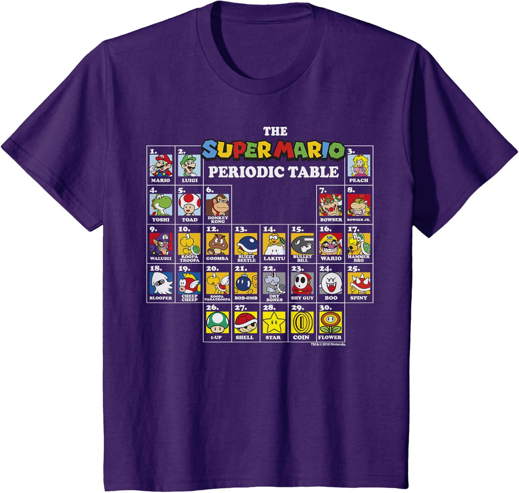 Super Mario Periodic Table Of Characters Graphic T-Shirt