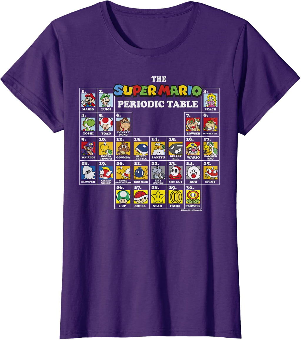 Super Mario Periodic Table Of Characters Graphic T-Shirt