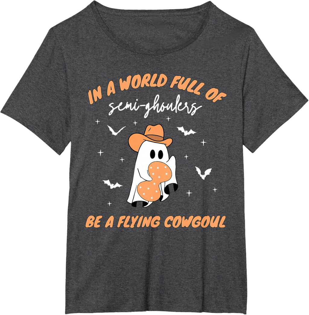 Labor and Delivery Nurse Halloween Ghost Flying Cowgirl Fall T-Shirt