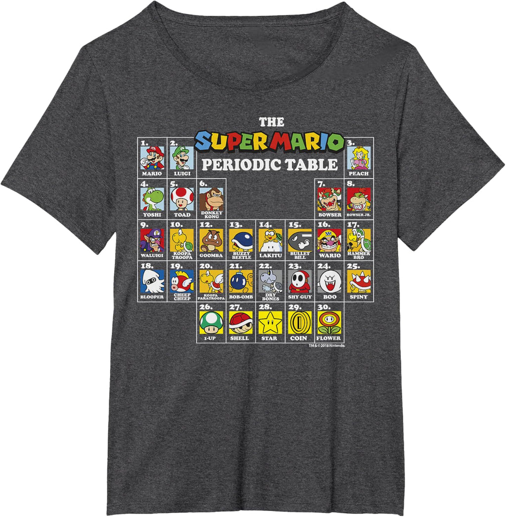 Super Mario Periodic Table Of Characters Graphic T-Shirt