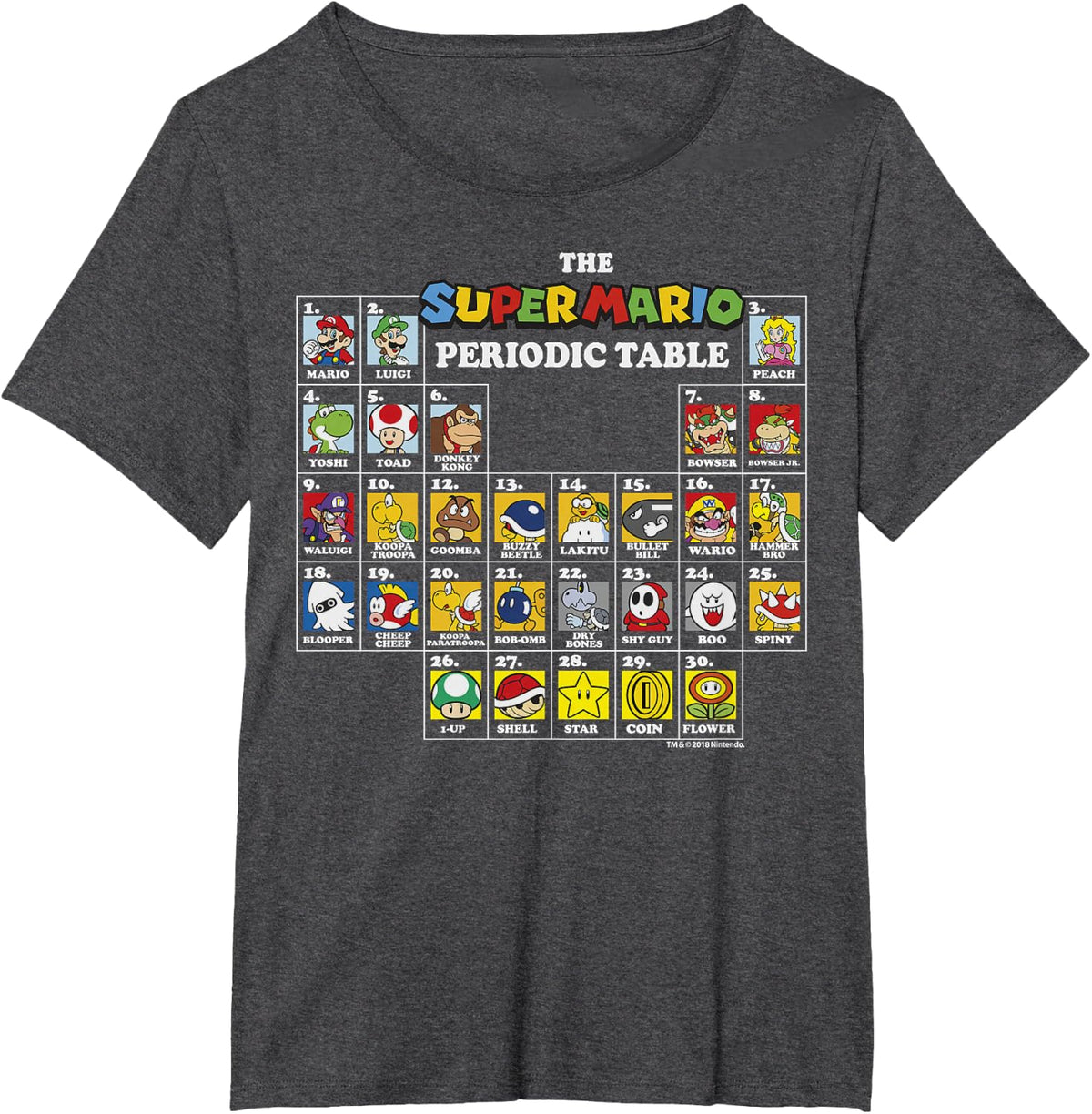 Super Mario Periodic Table Of Characters Graphic T-Shirt