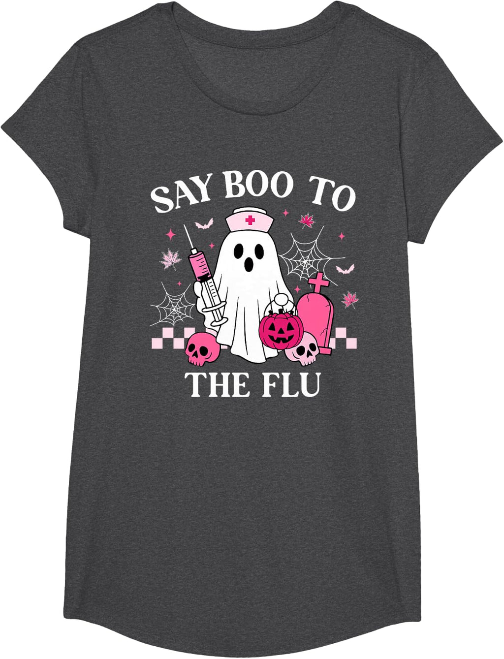 Say Boo to The Flu Funny Nurse Ghost Halloween Vaccine T-Shirt