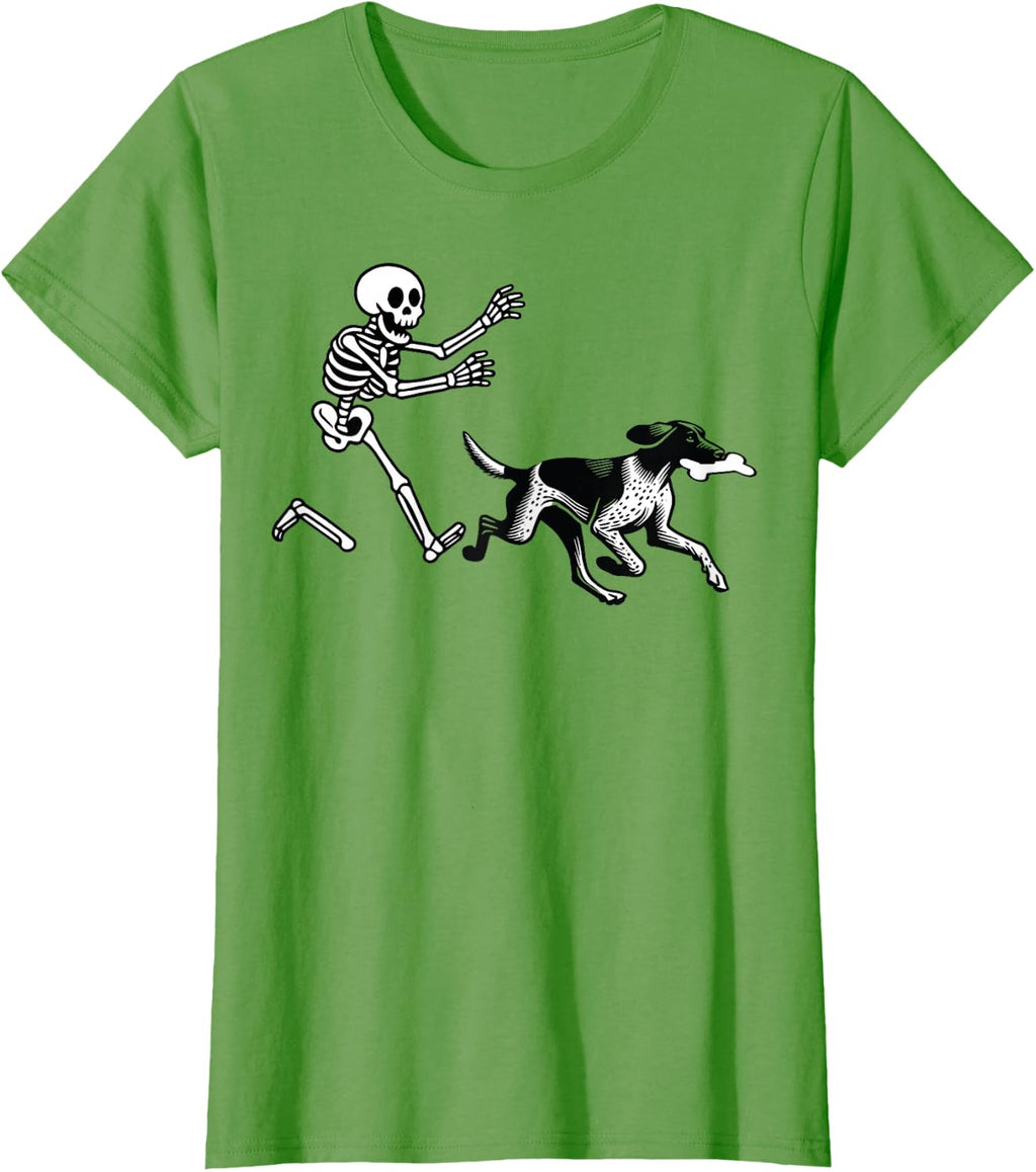 German Shorthaired Pointer Running Skeleton Halloween T-Shirt