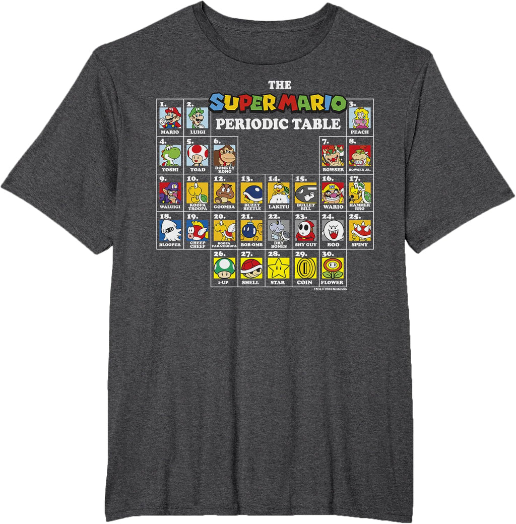 Super Mario Periodic Table Of Characters Graphic T-Shirt
