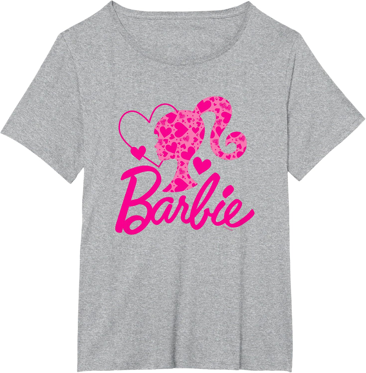 Barbie Black Heart Logo Crew Neck T-Shirt - Classic Fit, Short Sleeve, Cotton-Polyester Blend
