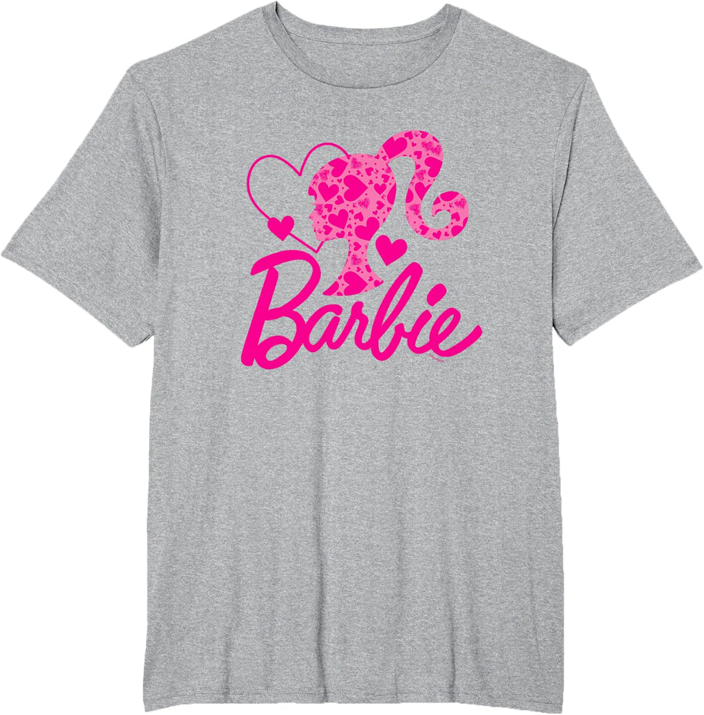 Barbie Black Heart Logo Crew Neck T-Shirt - Classic Fit, Short Sleeve, Cotton-Polyester Blend