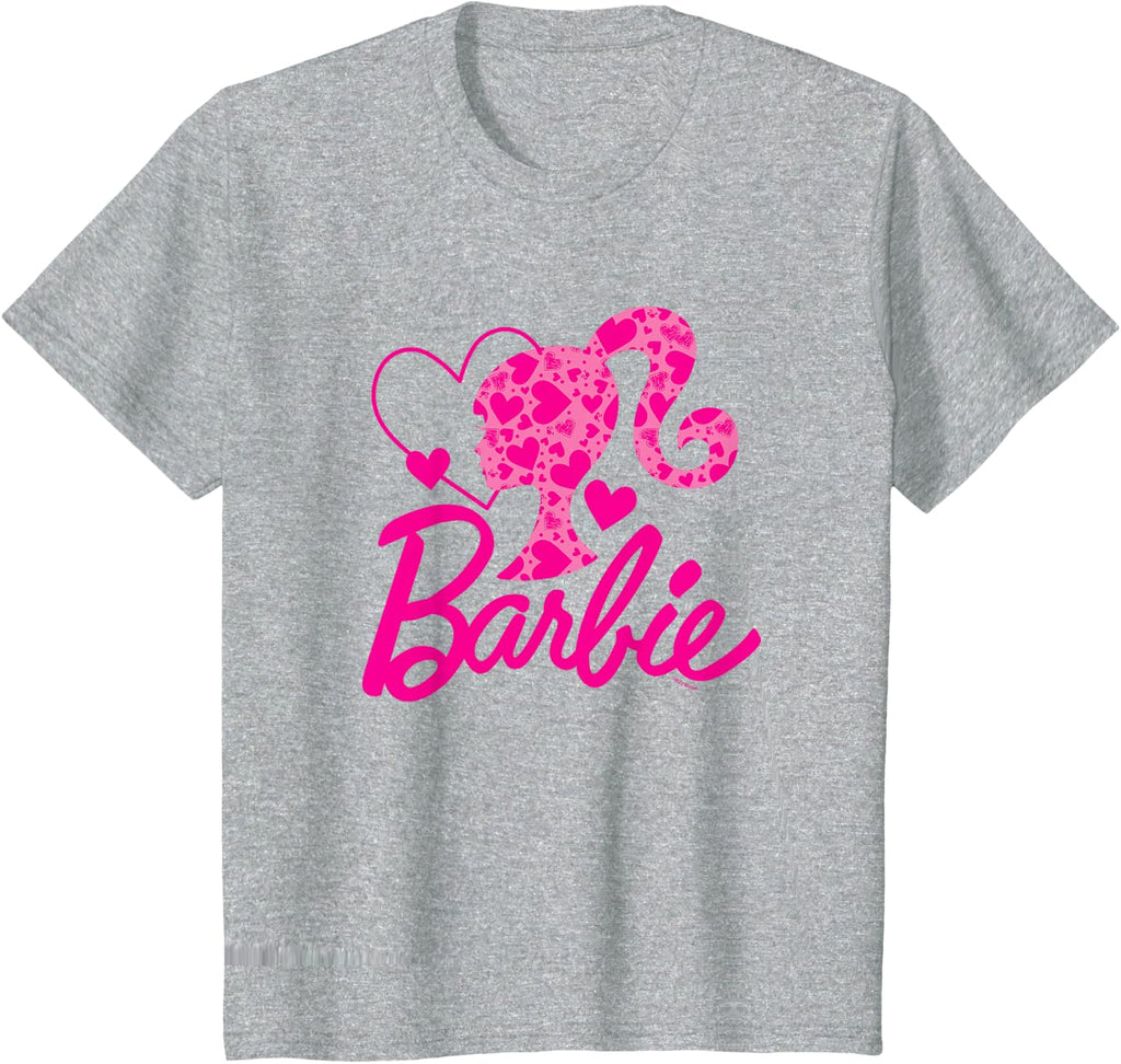 Barbie Black Heart Logo Crew Neck T-Shirt - Classic Fit, Short Sleeve, Cotton-Polyester Blend