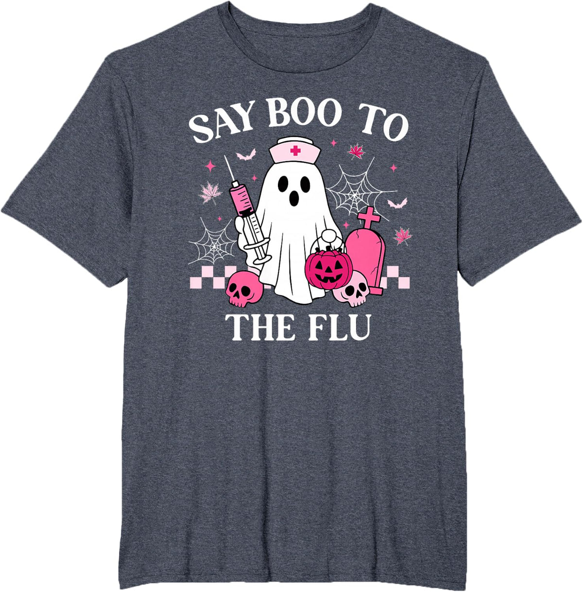 Say Boo to The Flu Funny Nurse Ghost Halloween Vaccine T-Shirt