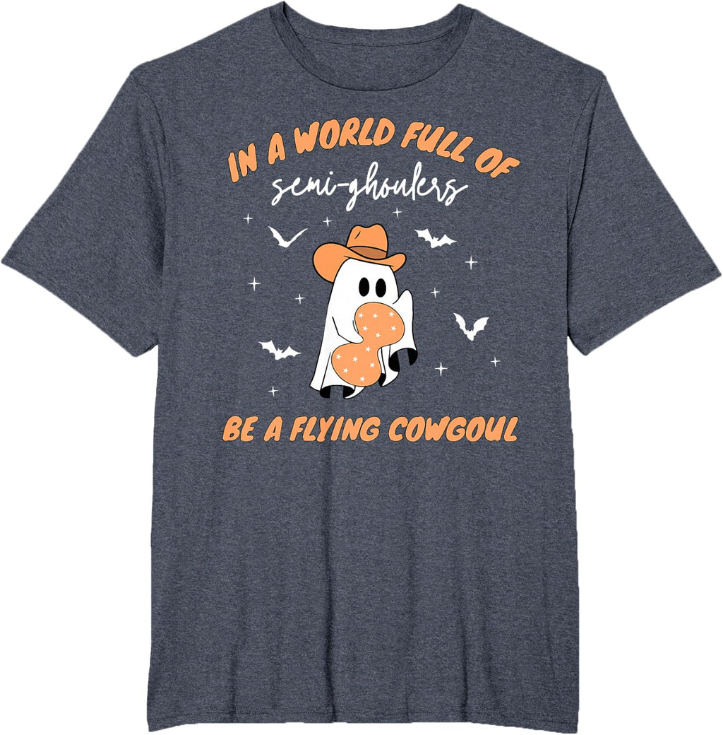 Labor and Delivery Nurse Halloween Ghost Flying Cowgirl Fall T-Shirt