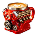 V8 Engine Coffee Mug, Car Engine Themed Coffee Mug, Personalized Creative Retro-Styled Mechanic Cup with Double Wall Insulation Perfect for Father's Day, Husband, Mechanic, Car Enthusiast Gifts (1pc)