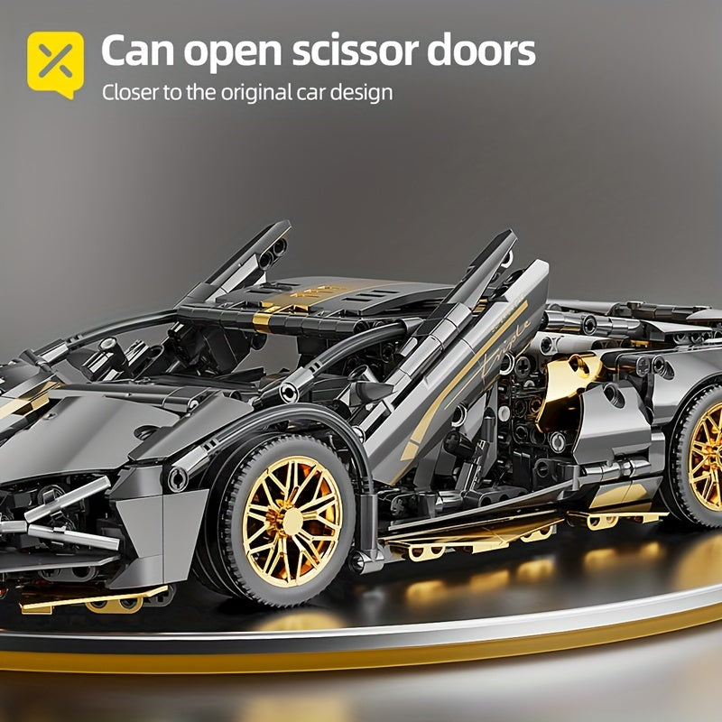 1280pcs remote control black gold building blocks assembled model, splicing simple operation, suitable as a birthday, Christmas, Halloween, Thanksgiving, New Year, party gift