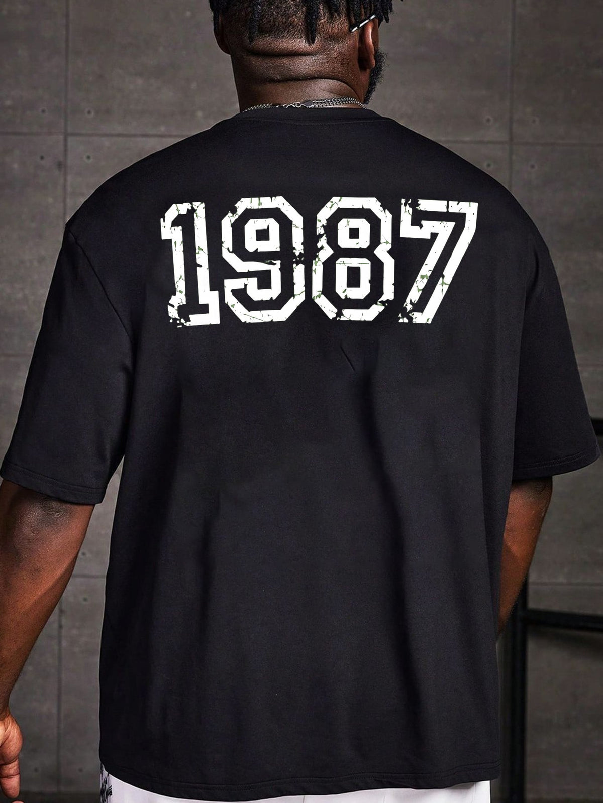 Vintage 1987 Print Short Sleeve T-Shirt for Men, Summer Casual Loose Fit Breathable Top with Retro Text Design, Trendy Streetwear for Daily Wear