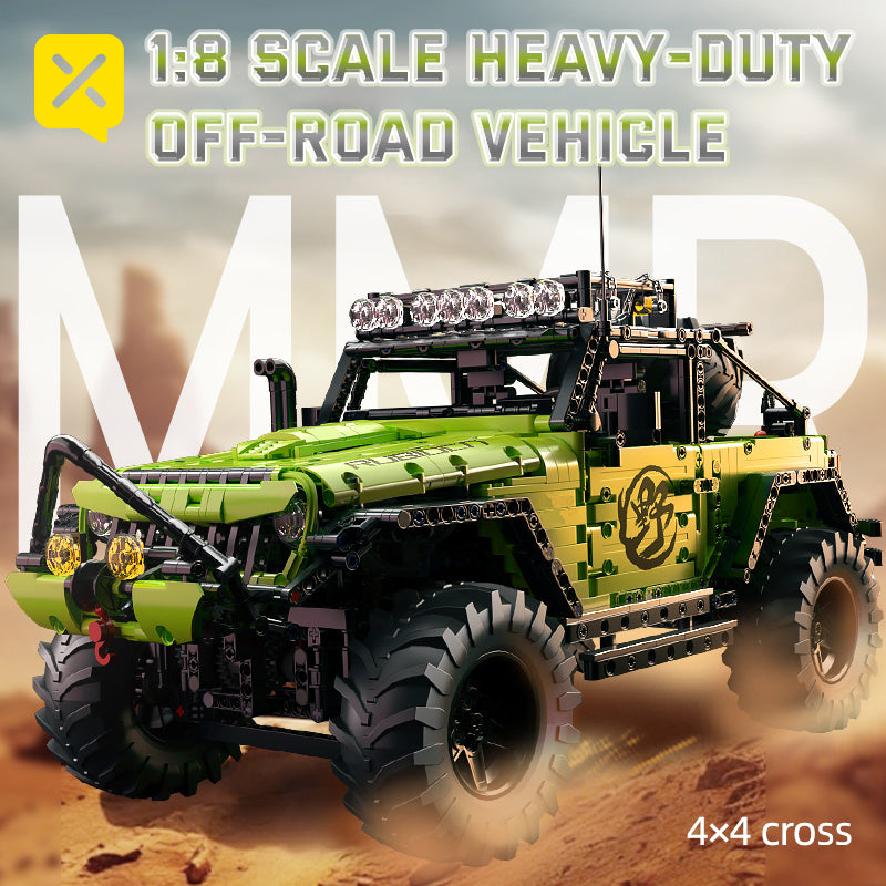 2372pcs! 1:8 large scale heavy cross-country building block car, exquisite and fun. The solid body is equipped with domineering large tires, and the details are rich and super cool. Hands-on assembly, enjoy the joy of creation, suitable for building block