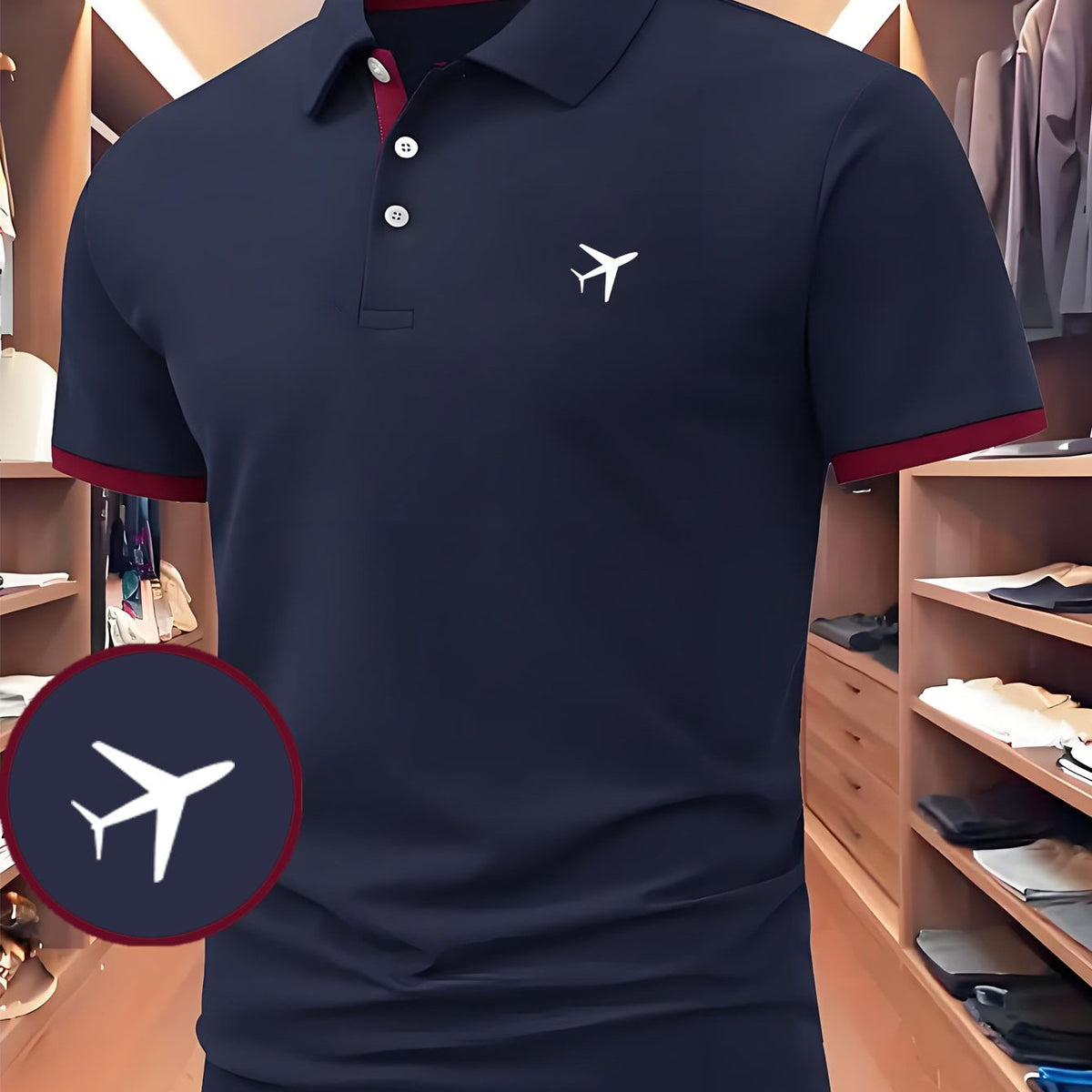 Airplane Patterned Print Golf Shirt, New Men'S Polo Shirt, Made from Soft Fabric, Short-Sleeved T-Shirt with a Collar, Easy And Comfortable Casual Sportswear Suitable for Various Occasions, a Versatile Recommended Style Available in Multiple Colors