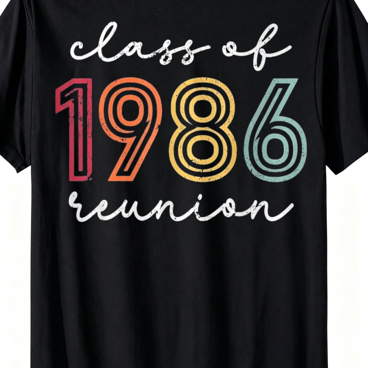 Men's Class of 1986 Vintage T-Shirt - Retro Loose Fit Short Sleeve Tee Suitable for High School Alumni Parties, Graduation Reunion Gift, Casual Round Neck Top with Year-Round Wear for Nostalgic 80s Events