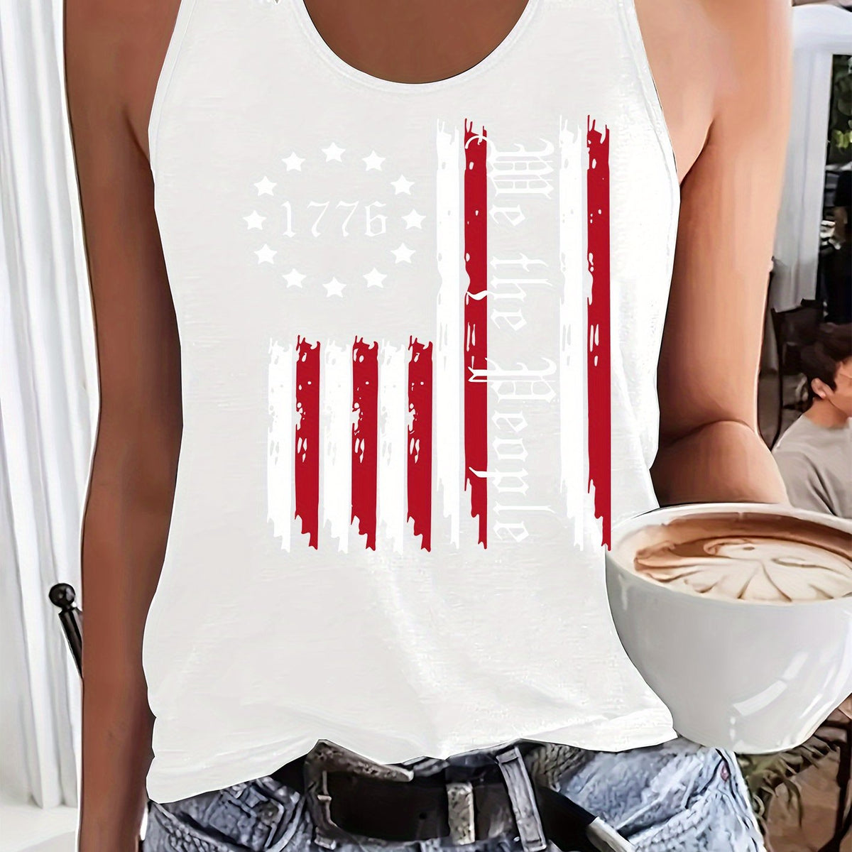 (064#) Women'S Fashion Vest, Printed Design Round Neck Tank Top, Women'S Cool Spring Summer Vest