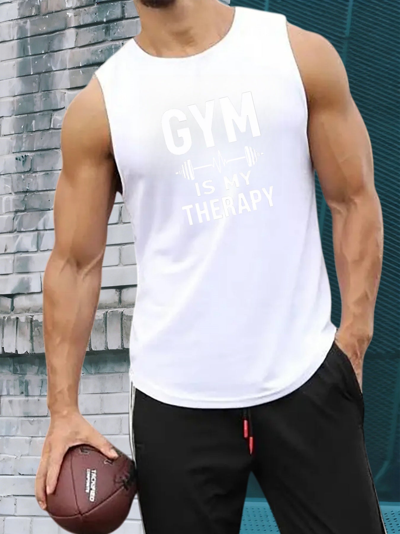 Men's Sleeveless Gym Tank Top - Breathable 100% Polyester Shirt, Lightweight Workout Shirt Suitable for Summer Training, Round Neck Sleeveless Vest for Fitness, Casual Wear & Gym