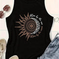 Women's  Cartoon Moon Print Hurdle Vest, Casual Crew Neck Sleeveless, Spring\u002Fsummer, Women's Fashion Vest
