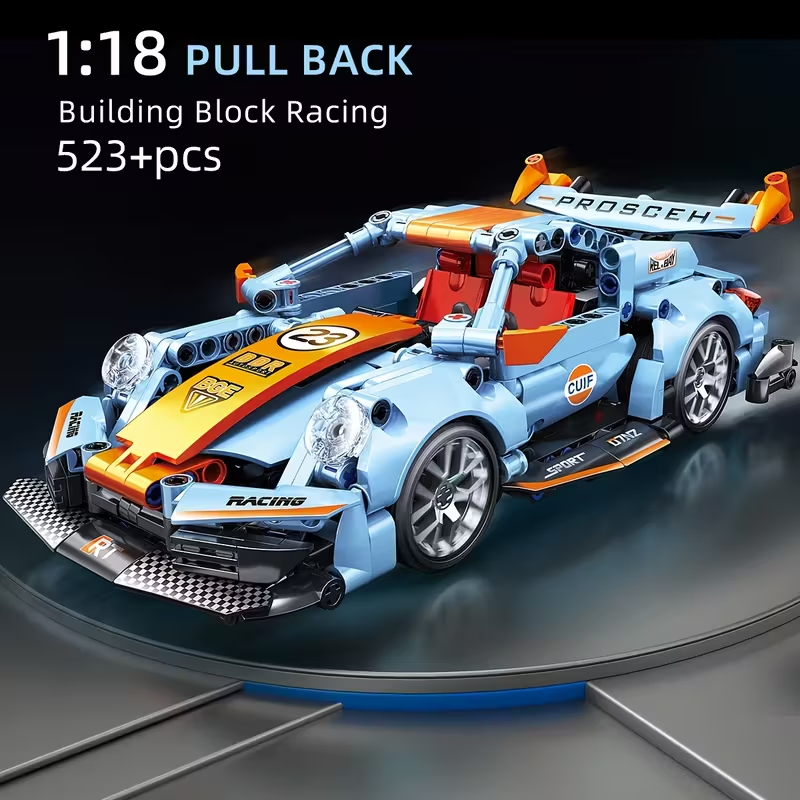 523pcs 1:18 Building Block Car, 3D Building Block Assembly Sports Car Model ABS Material Building Block Model