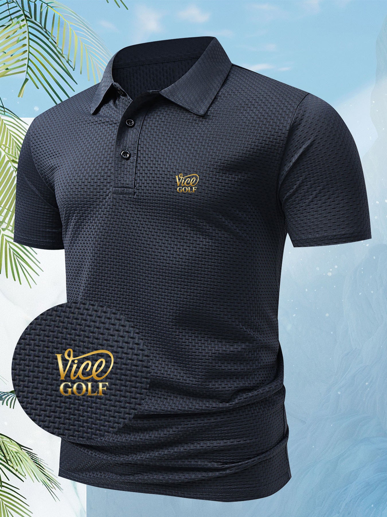 A Men's Unique and Creative Vice GOLF English Letter Fashion Design Logo-printed Short-sleeve Shirt, Suitable for All Seasons. The Regular Fit Combines European and American Fashion, Showcasing a Casual and Simple Style, Making It Ideal for Formal