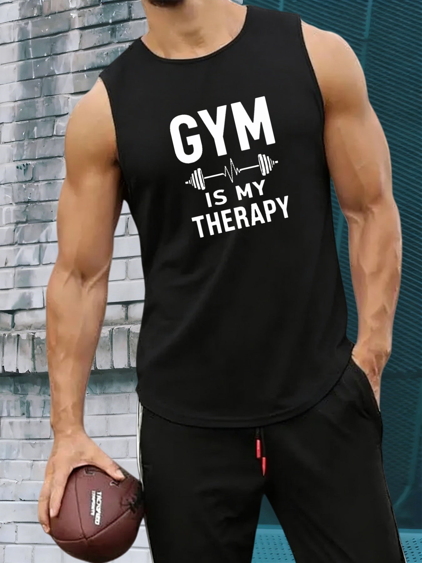 Men's Sleeveless Gym Tank Top - Breathable 100% Polyester Shirt, Lightweight Workout Shirt Suitable for Summer Training, Round Neck Sleeveless Vest for Fitness, Casual Wear & Gym