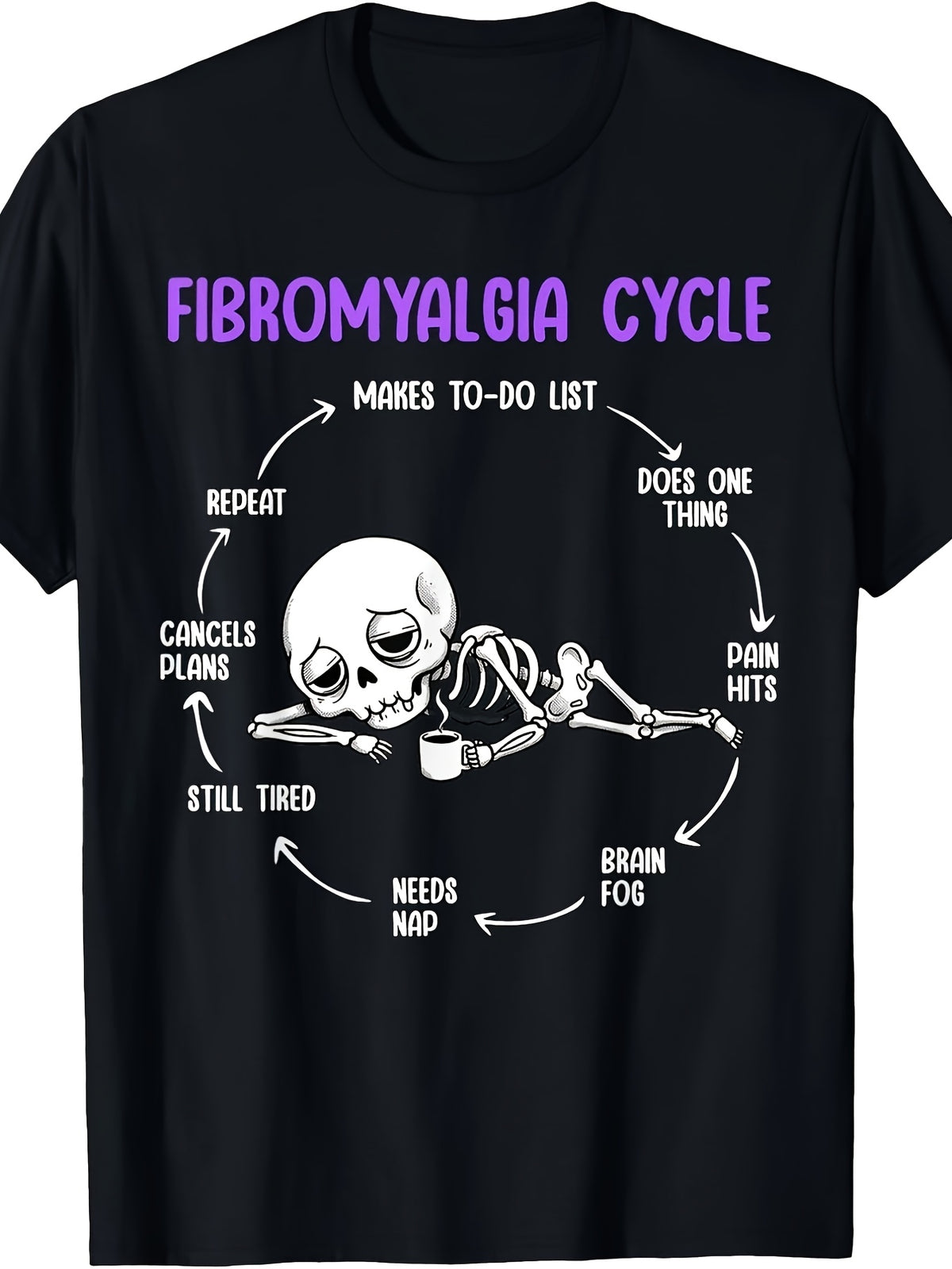 Men's & Women's Fibromyalgia Awareness Chronic Brain Fog Fibro Fog Warriors Unisex 100% T-Shirt, Soft, All Season Casual Streetwear Essential, All-Match All Season Style, Affordable Daily Wear & Perfect Christmas Gift for Fans And Friends - 220g