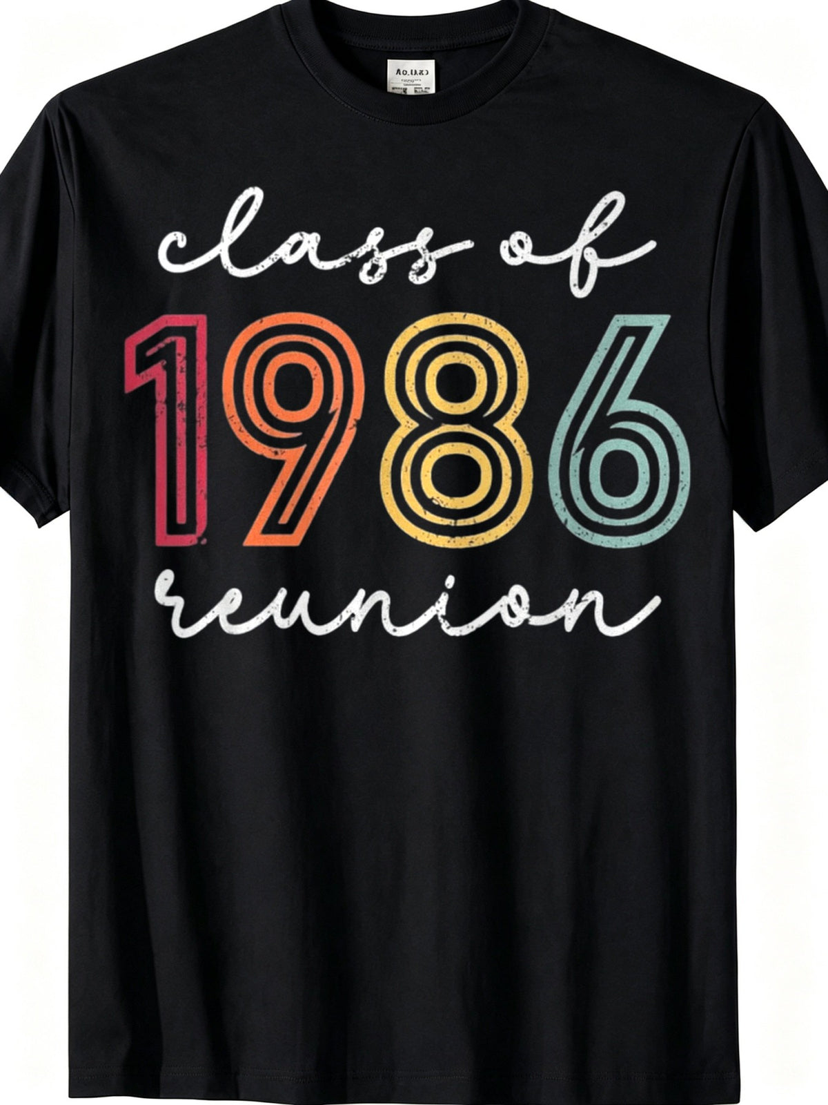 Men's Class of 1986 Vintage T-Shirt - Retro Loose Fit Short Sleeve Tee Suitable for High School Alumni Parties, Graduation Reunion Gift, Casual Round Neck Top with Year-Round Wear for Nostalgic 80s Events