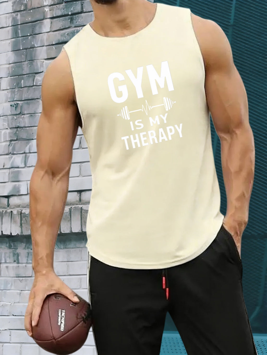 Men's Sleeveless Gym Tank Top - Breathable 100% Polyester Shirt, Lightweight Workout Shirt Suitable for Summer Training, Round Neck Sleeveless Vest for Fitness, Casual Wear & Gym