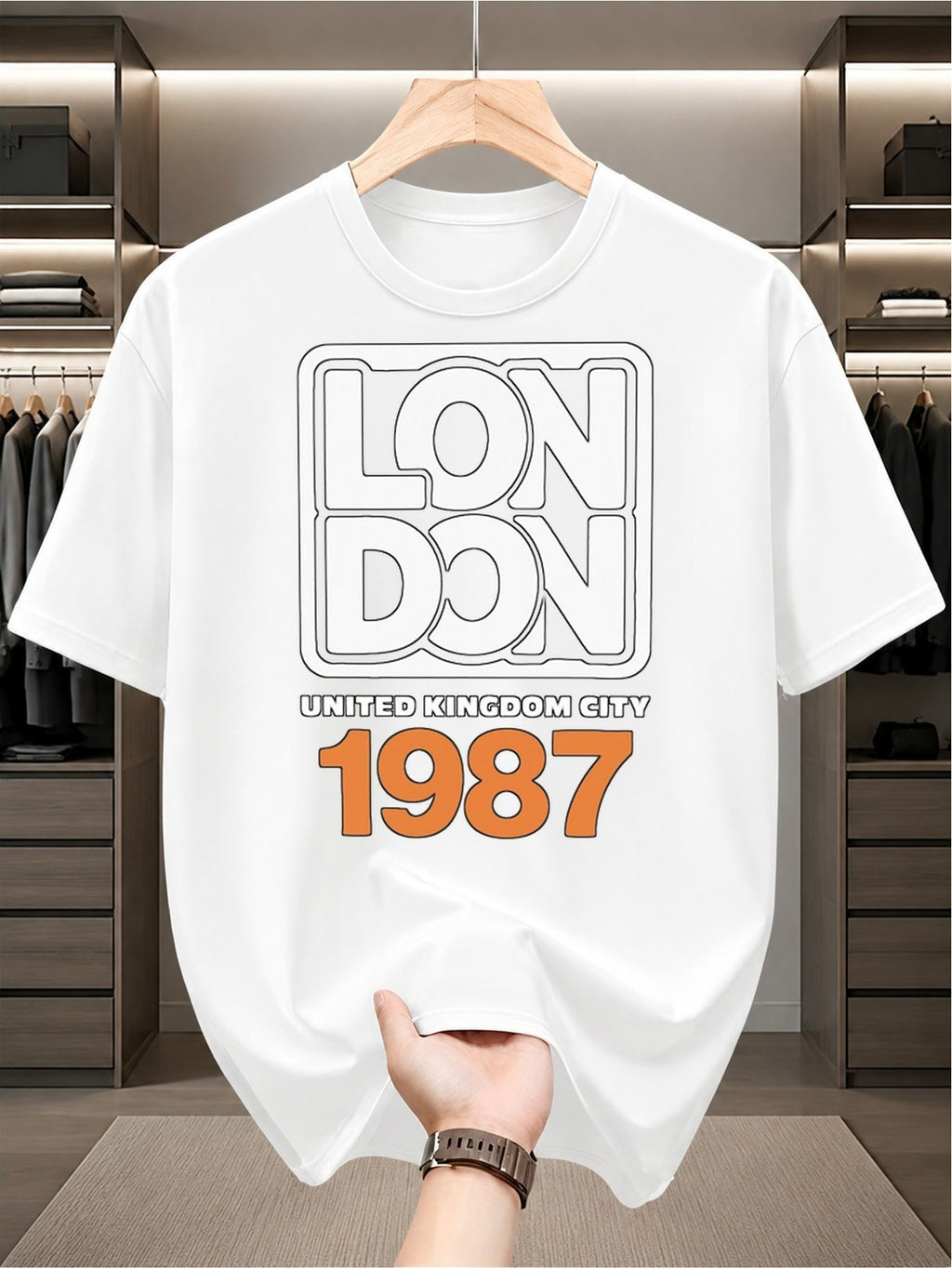Everyday T-ShirtLondon 1987 UK City Tee Men Funny T Shirts Black Graphic Funny Dly and Weekend Wear Perfect for Summer Outdoor Activities and Leisure Wear Breathable Fabric Crew Neck Short Sleeves Suitable A