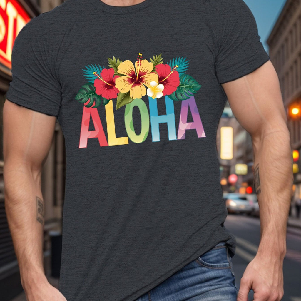 Plus Size Men's Tropical Floral Print T-Shirt - Casual Crew Neck, Short Sleeve, Breathable Polyester, Machine Washable - Perfect for Summer & Daily Wear, PLUS SIZE