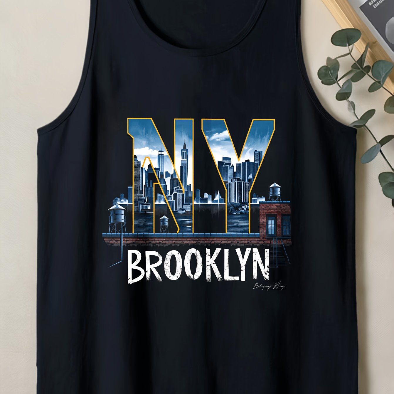 Men'S And Women'S New York Brooklyn Print Crew Neck Tank Top - Loose Fit Unisex Shirt Suitable for Casual Wear, Gym, Everyday Outfits, Machine Washable Brooklyn-Themed Gift for Year-Round Wear (No2026 Summer Unisex Vest\u002FFitness Casual Printed T-Shir