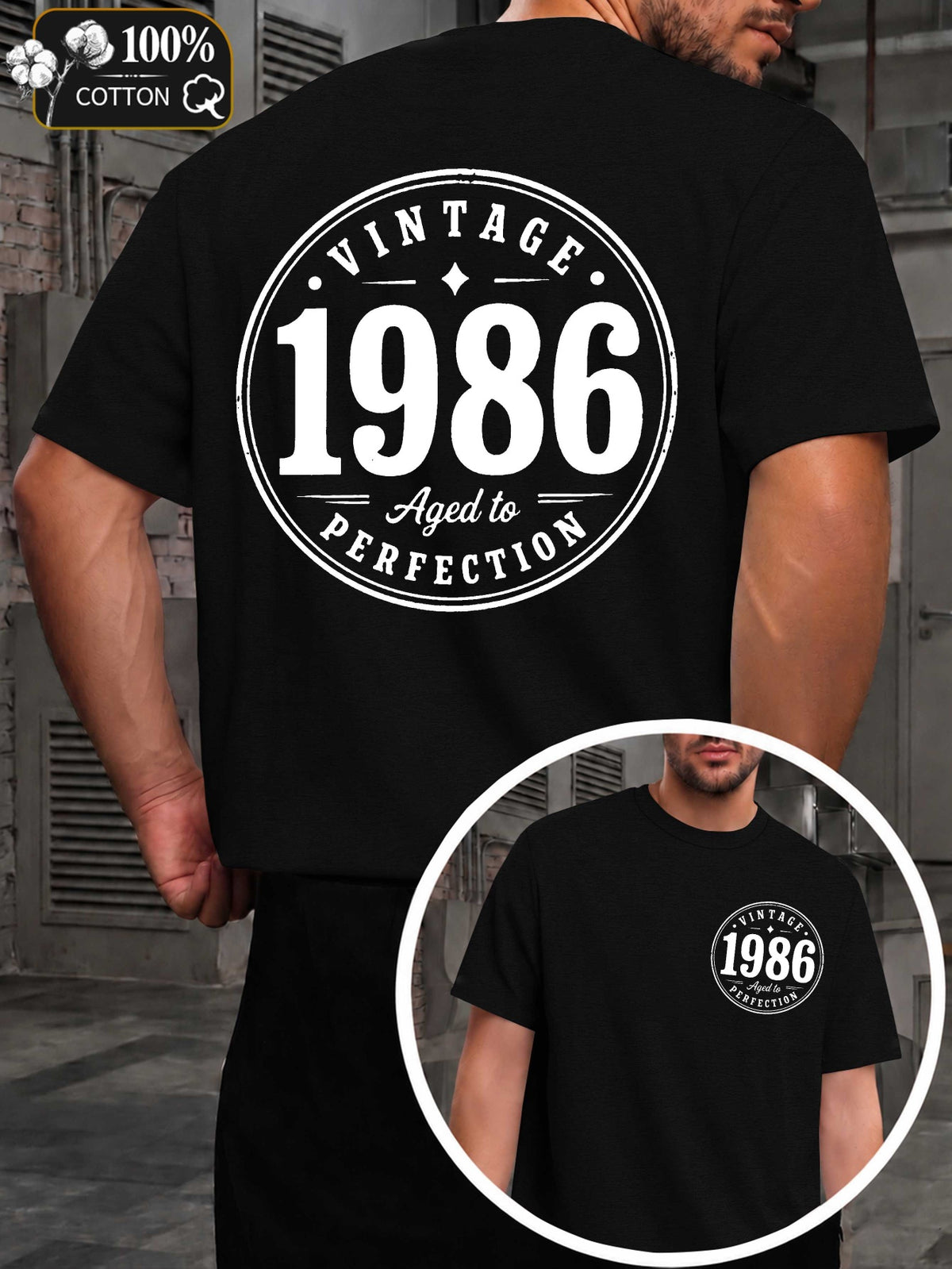 Aged to Perfection 1986 Men'S T-Shirts with Markings