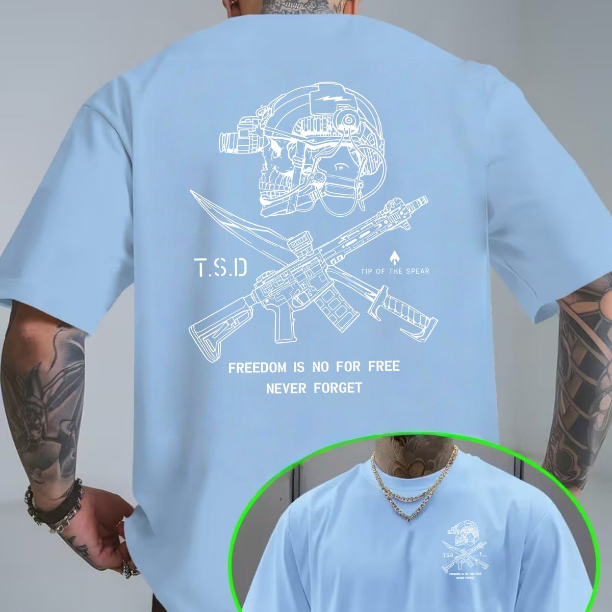Tactical Skull Gun Print T-Shirt