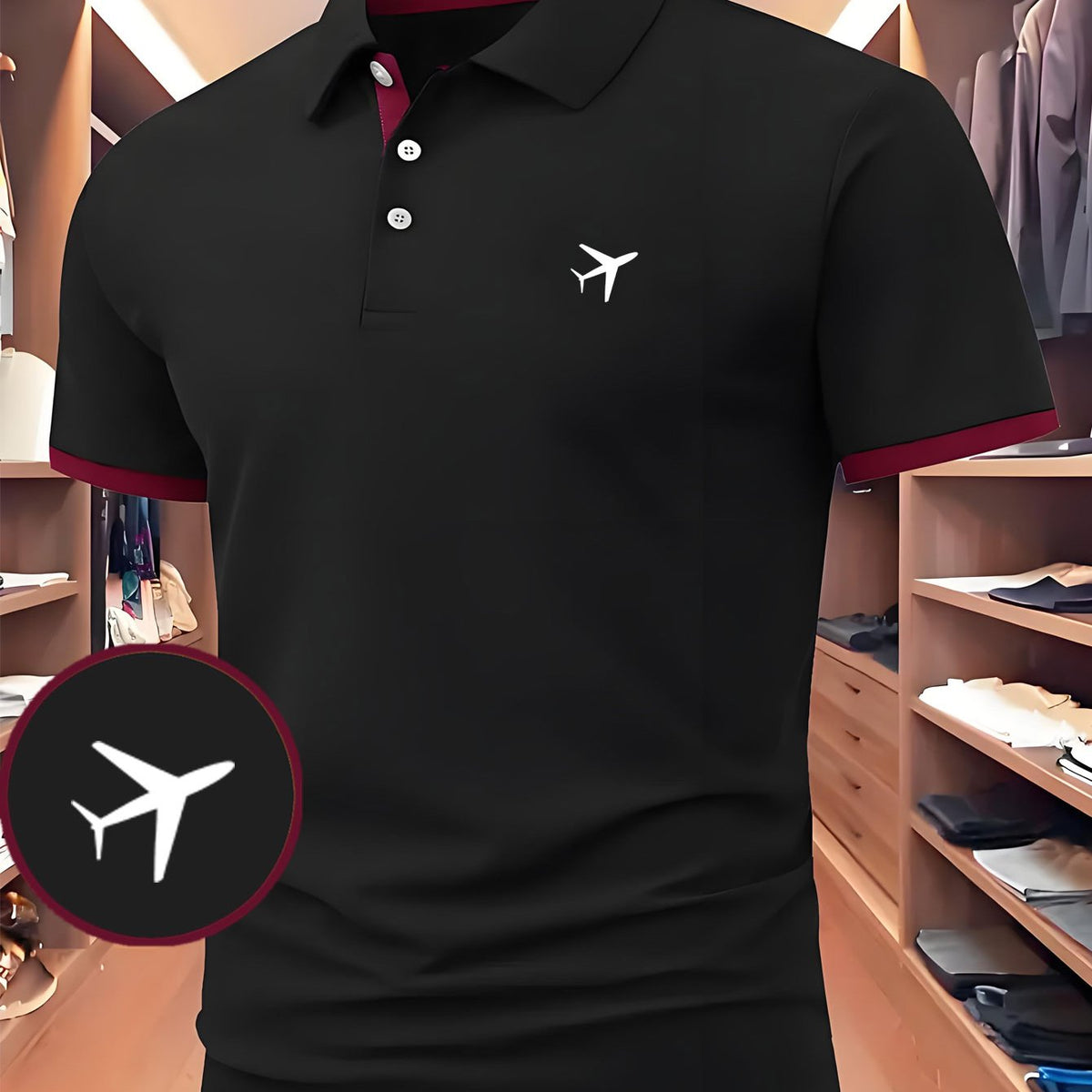 Airplane Patterned Print Golf Shirt, New Men'S Polo Shirt, Made from Soft Fabric, Short-Sleeved T-Shirt with a Collar, Easy And Comfortable Casual Sportswear Suitable for Various Occasions, a Versatile Recommended Style Available in Multiple Colors