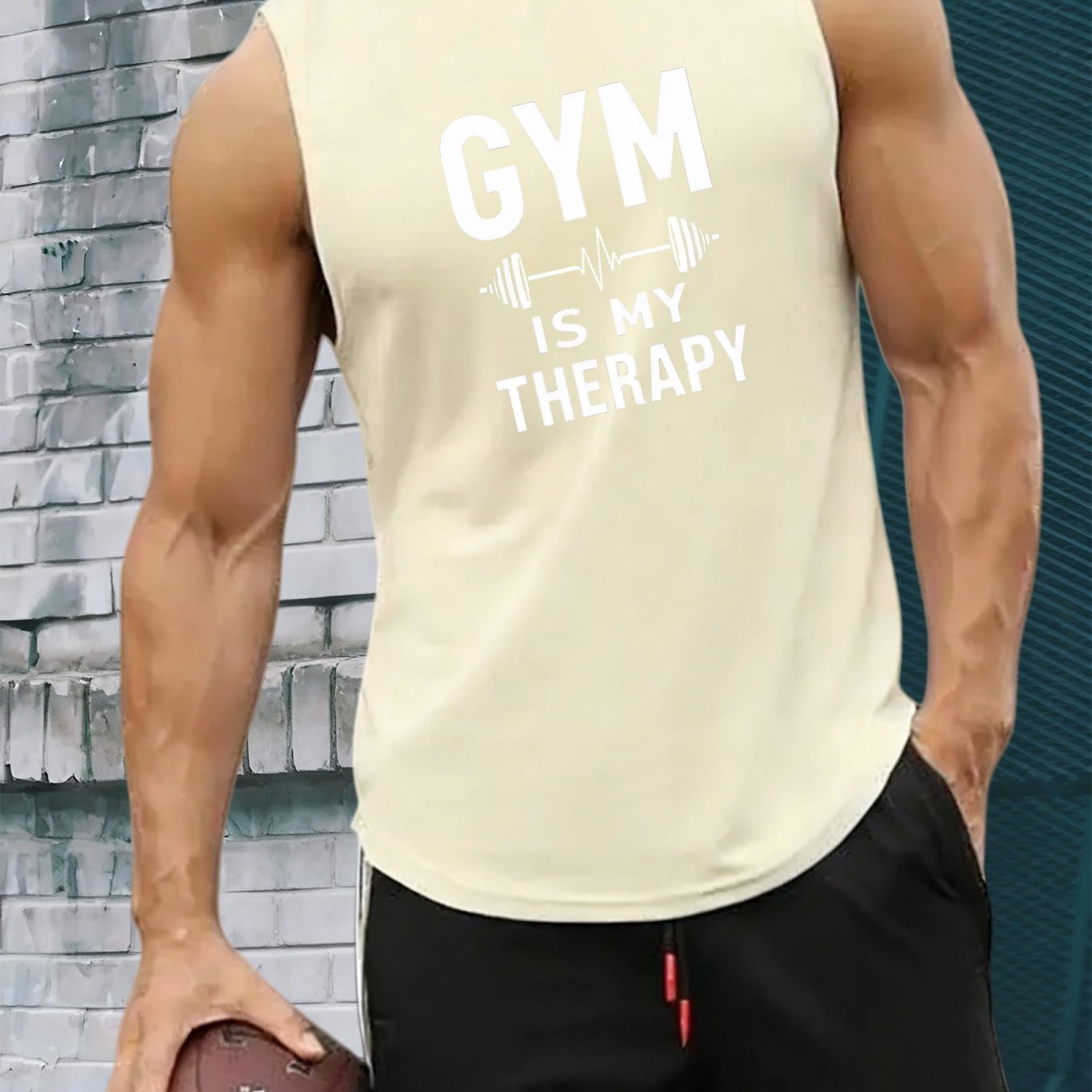 Men's Sleeveless Gym Tank Top - Breathable 100% Polyester Shirt, Lightweight Workout Shirt Suitable for Summer Training, Round Neck Sleeveless Vest for Fitness, Casual Wear & Gym