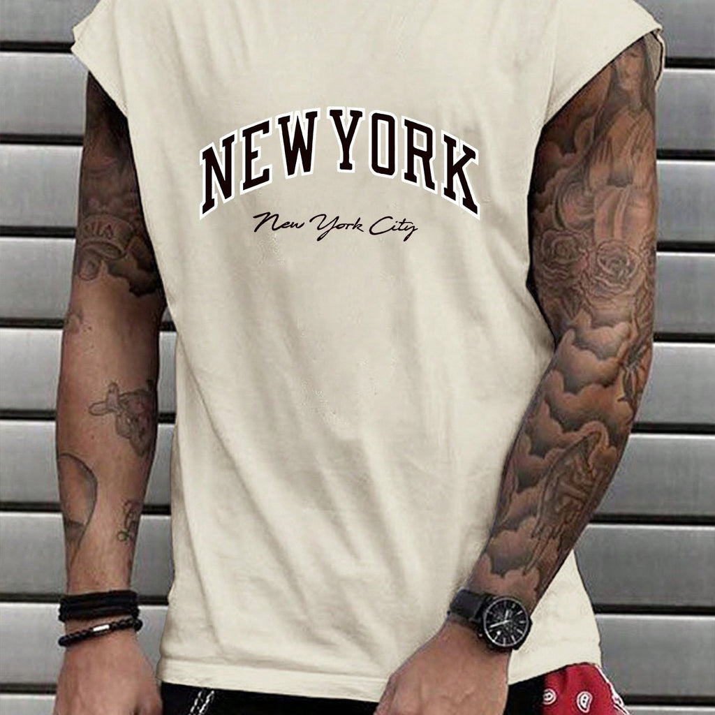 Printed Design - Not Textured Men's Fashion Loose-Fit Tank Top with \