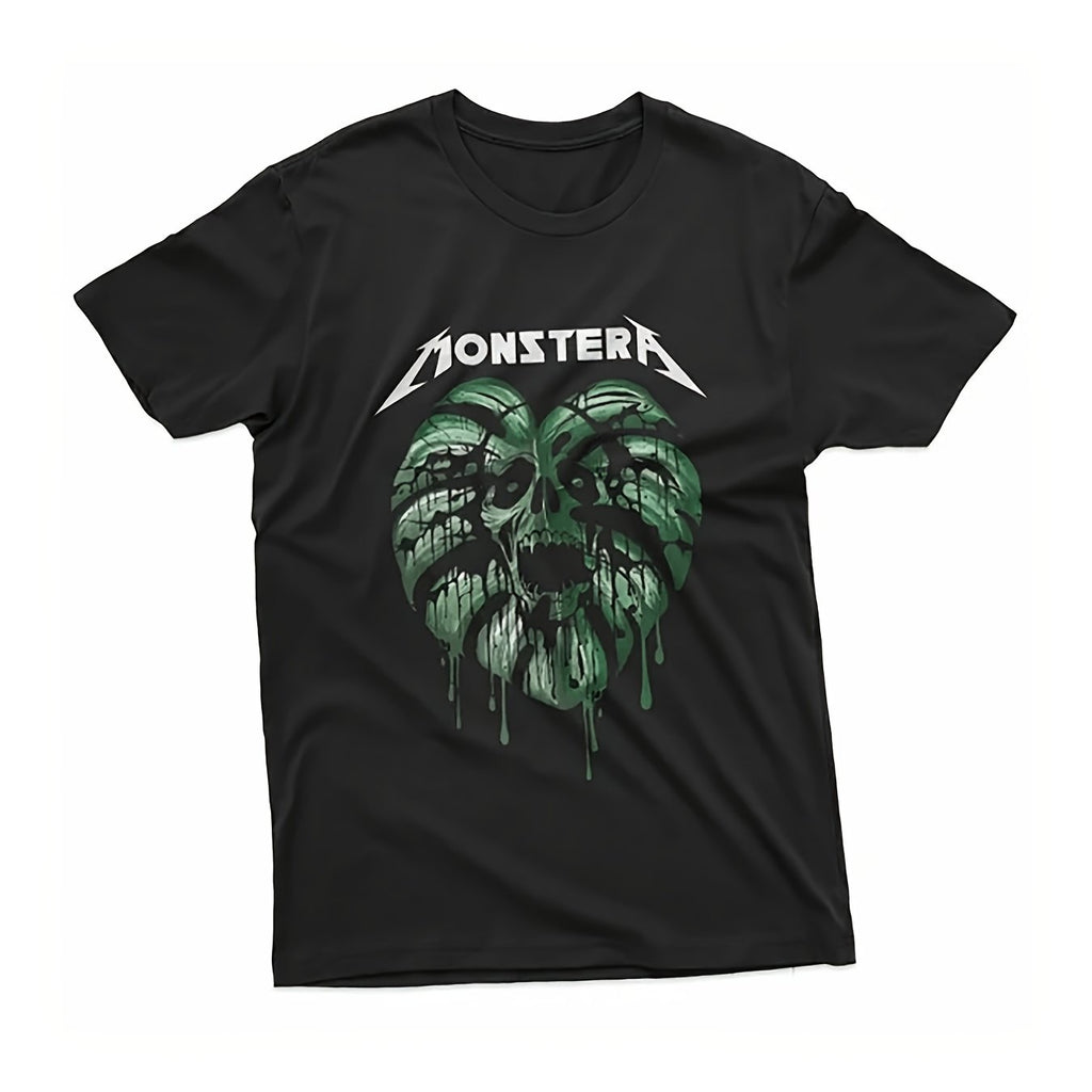 Men's & Women's Monstera Monster Mask Horror Dark Nature Theme Unisex 100% T-Shirt, Soft, All Season Casual Streetwear Essential, All-Match All Season Style, Affordable Daily Wear & Perfect Christmas Gift for Fans And Friends - 220g