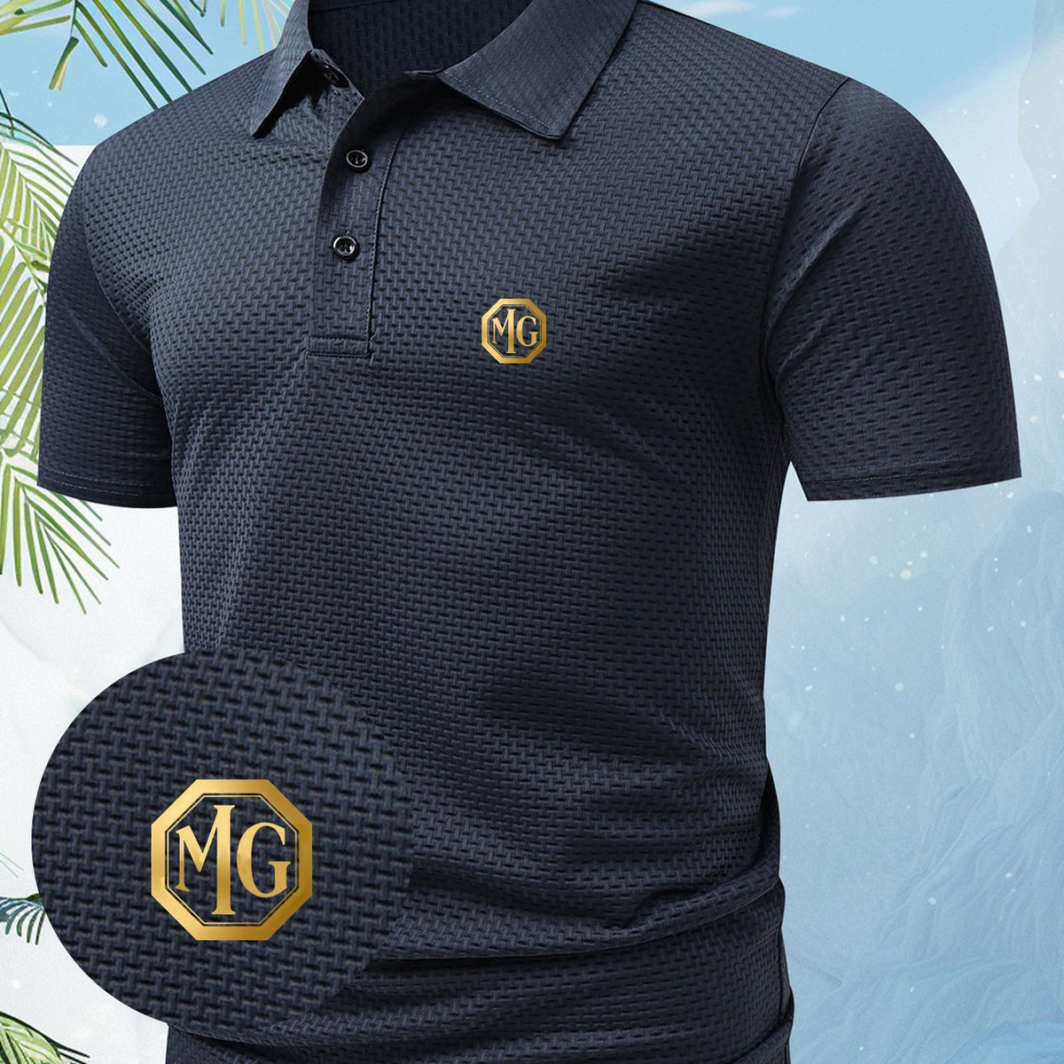 A Men's Unique and Creative for MG English Letter Fashion Design Logo Polo Shirt, Suitable for All Seasons. The Regular Fit Combines European and American Fashion, Showcasing a Casual and Simple Style, Making It Ideal for Formal Occasions and Daily