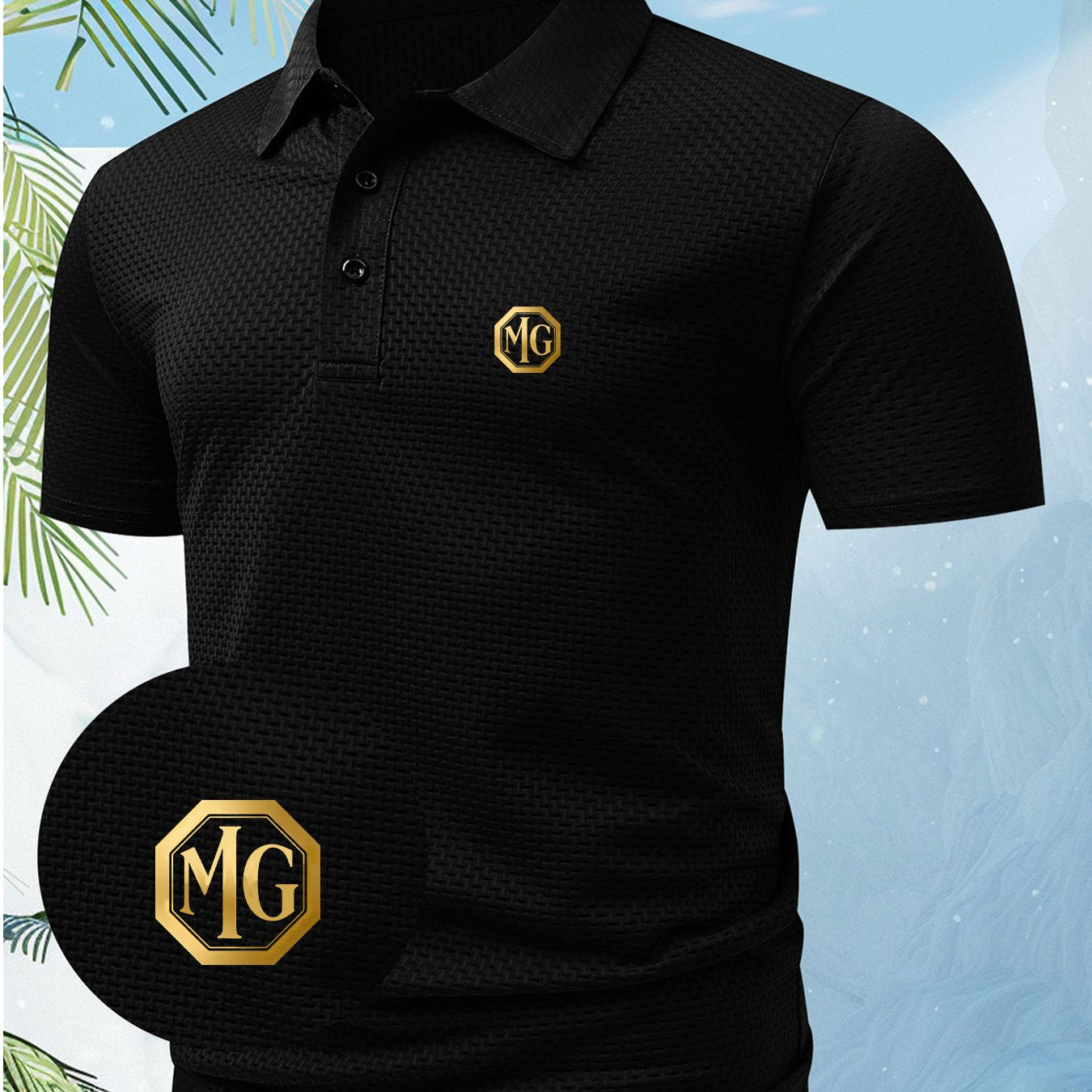 A Men's Unique and Creative for MG English Letter Fashion Design Logo Polo Shirt, Suitable for All Seasons. The Regular Fit Combines European and American Fashion, Showcasing a Casual and Simple Style, Making It Ideal for Formal Occasions and Daily