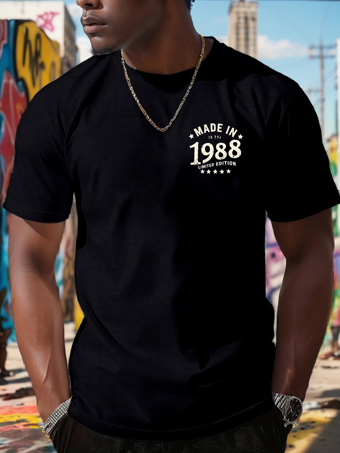 Limited Edition Print T-Shirt from 1988, Men'S Tees, Casual Short-Sleeve Shirt Perfect for Summer